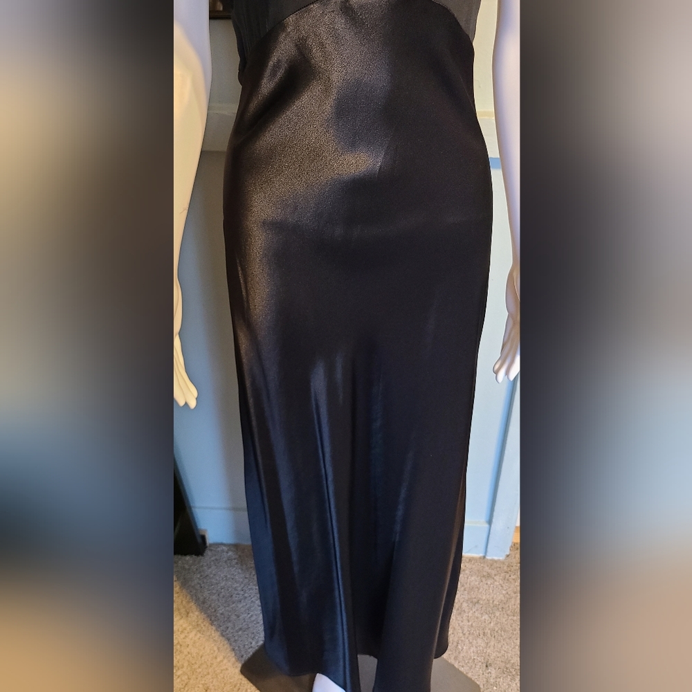 90's Does 40's Harlow Hollywood Glamorous Satin Look Maxi Dress Size 10 - Picture 8 of 16